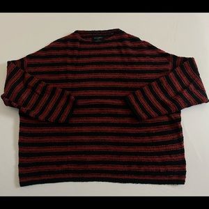 100% Authentic Mens All Saints oversized fit Crewneck striped sweater Red Small
